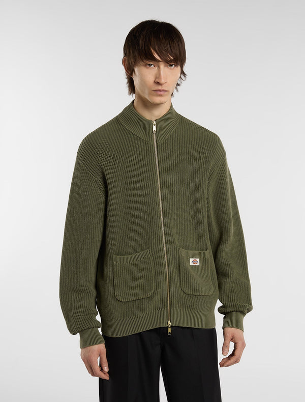 Maglione in maglia con zip Fredonia - Verde abisso - Uomo