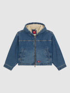 Giacca in denim con cappuccio Miami - Lavaggio blu medio sbiadito - Donna