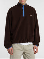 Maglia in sherpa con mezza zip Leupp - Marrone cioccolato - Uomo