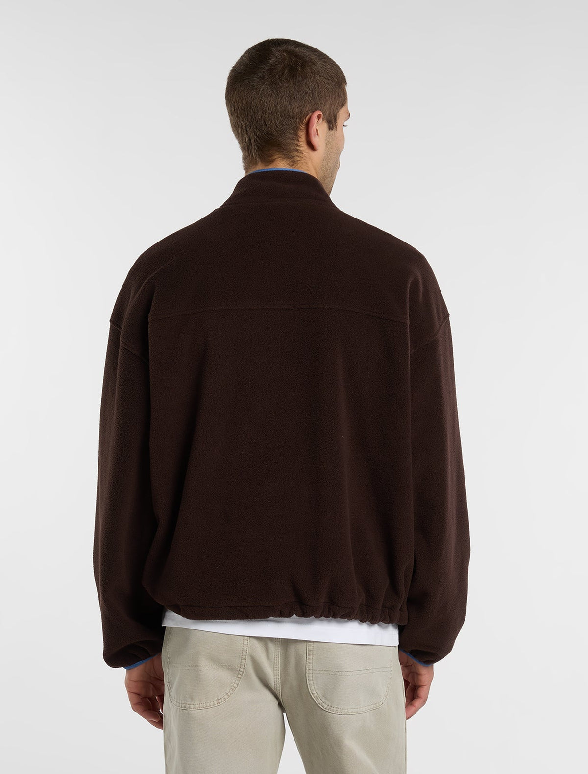 Maglia in sherpa con mezza zip Leupp - Marrone cioccolato - Uomo