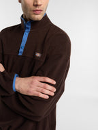 Maglia in sherpa con mezza zip Leupp - Marrone cioccolato - Uomo