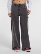 Pantalón de carpintero Houck de lona y corte ancho - Gris carbón - Mujer