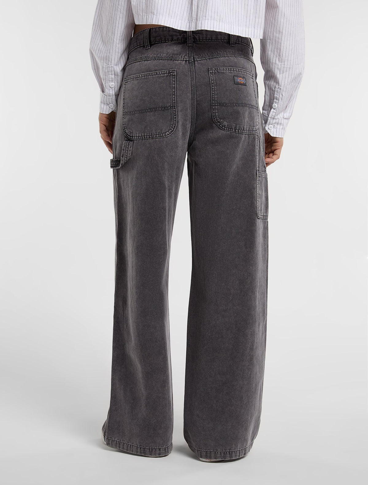 Pantalón de carpintero Houck de lona y corte ancho - Gris carbón - Mujer