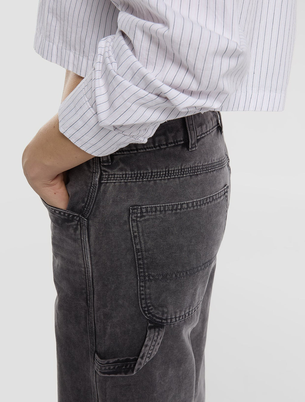 Pantalón de carpintero Houck de lona y corte ancho - Gris carbón - Mujer
