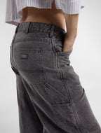Pantalón de carpintero Houck de lona y corte ancho - Gris carbón - Mujer