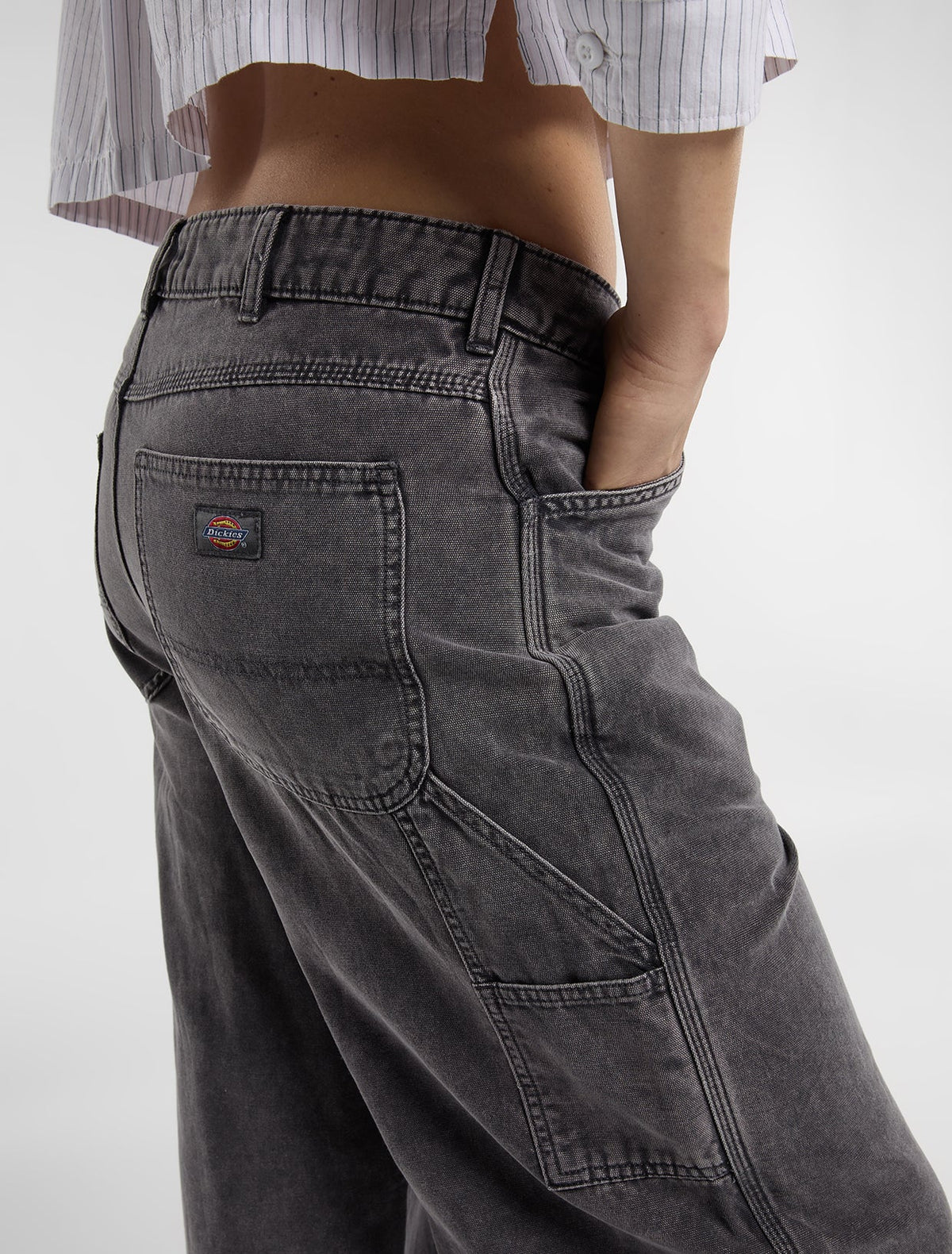 Pantalón de carpintero Houck de lona y corte ancho - Gris carbón - Mujer