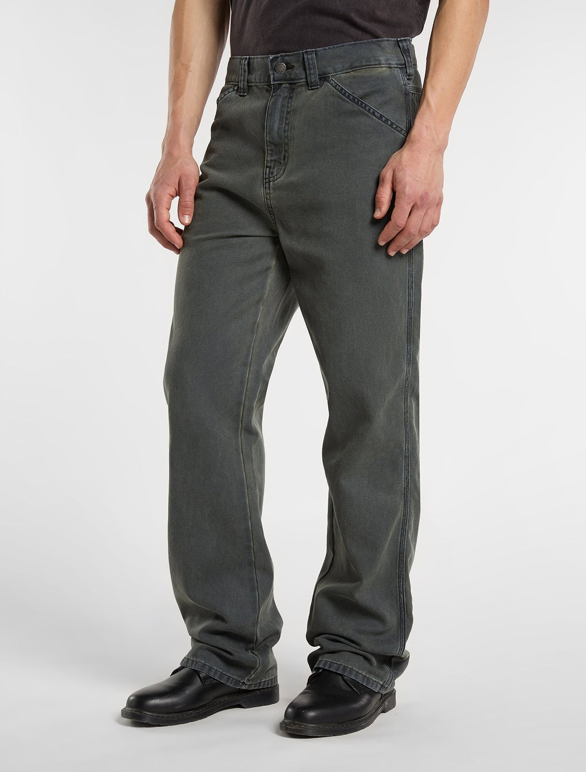 Pantalón de trabajo Houck holgado de pernera recta en lona - Verde oscuro - Hombre