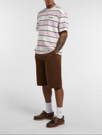 T-shirt a righe ricamata - Ecrù - Uomo