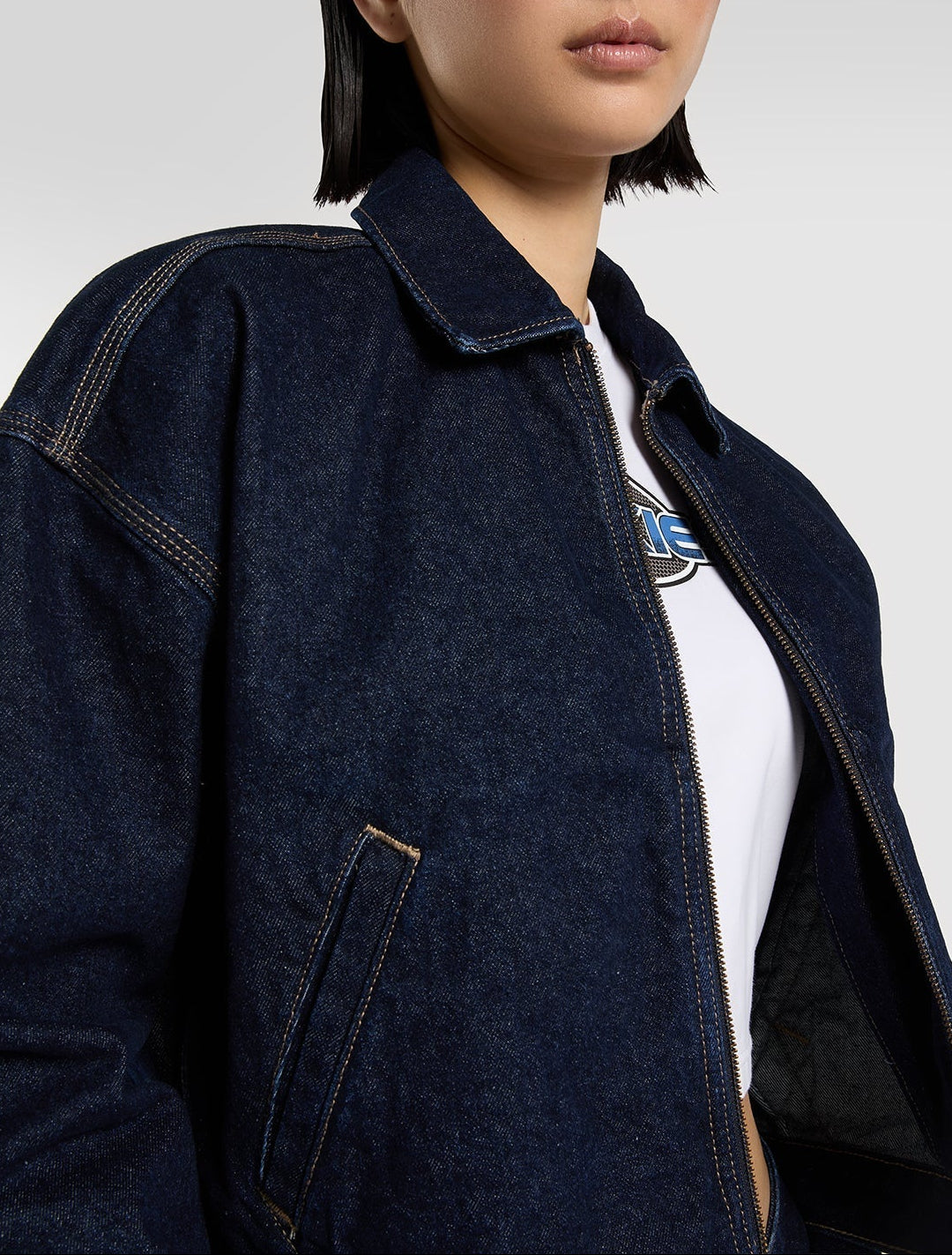 Giacca in denim sfoderata Edgewood - Lavaggio risciacquato - Donna