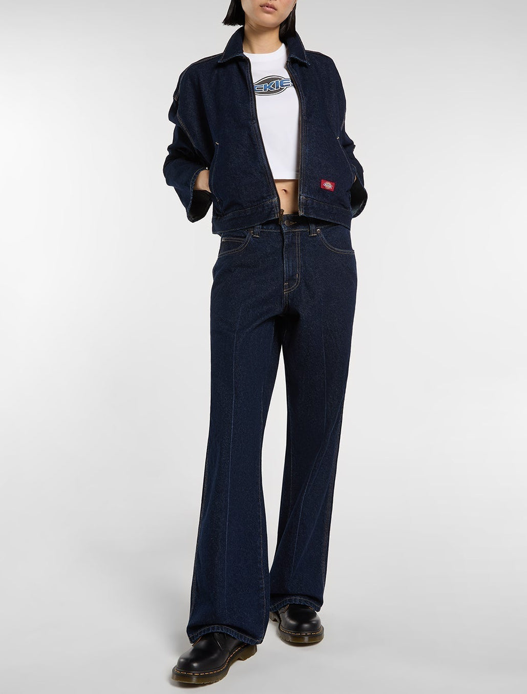 Jeans da lavoro Leesburg a vita medio-alta e gamba dritta rilassata - Lavaggio risciacquato - Donna