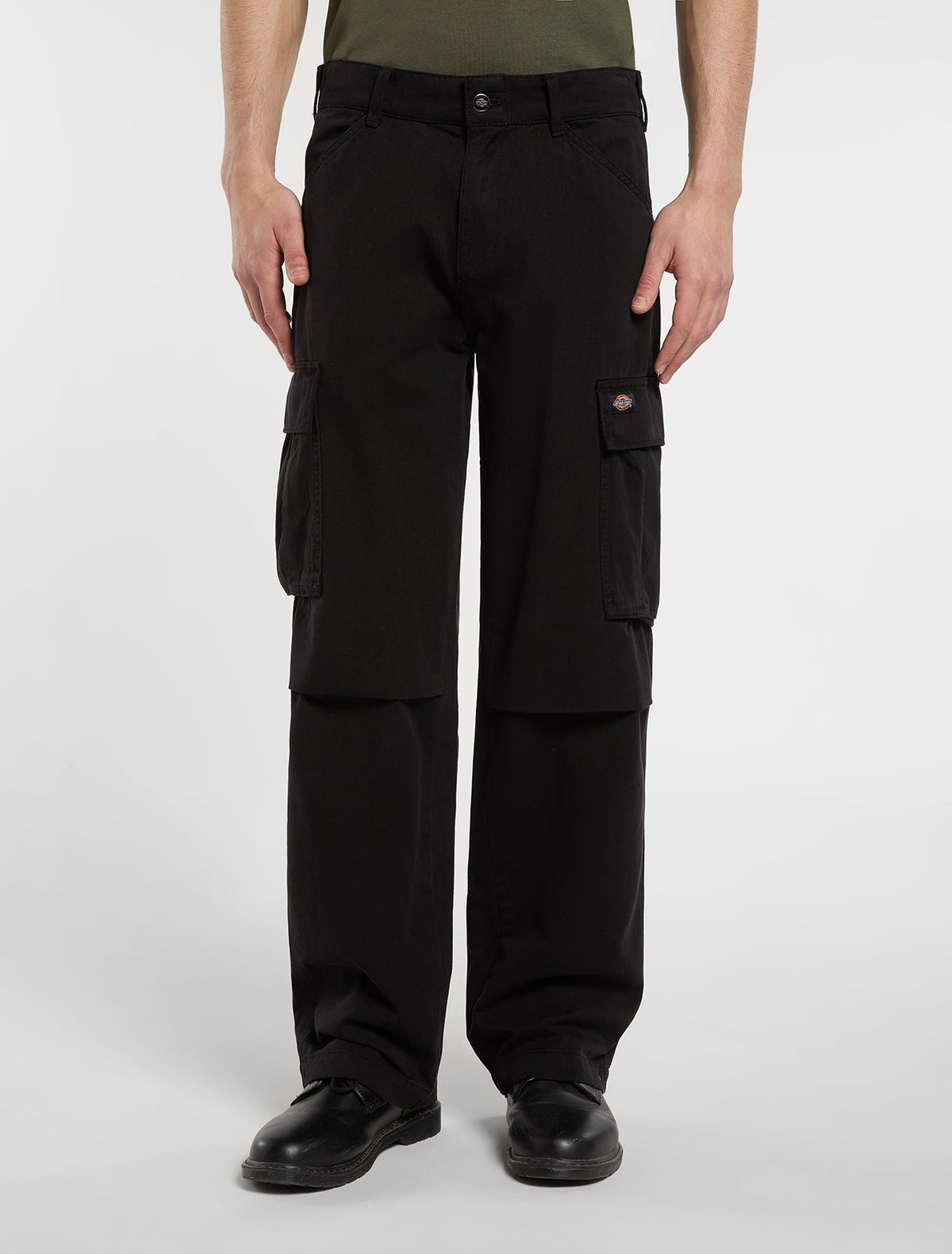 Pantalón cargo 247 holgado de corte recto teñido en prenda - negro - hombre