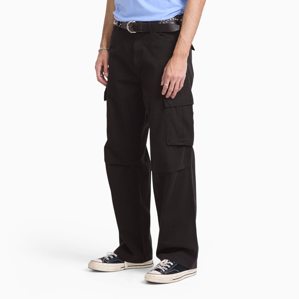 Pantalón cargo 247 holgado de corte recto teñido en prenda - negro - hombre