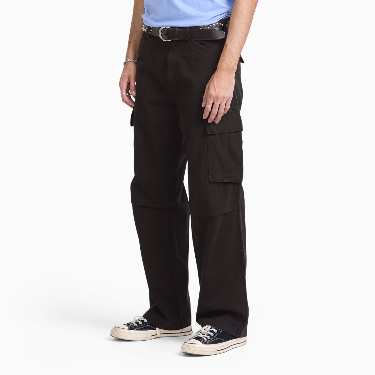 Pantalón cargo 247 holgado de corte recto teñido en prenda - negro - hombre