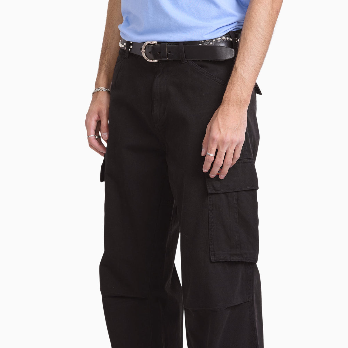Pantalón cargo 247 holgado de corte recto teñido en prenda - negro - hombre