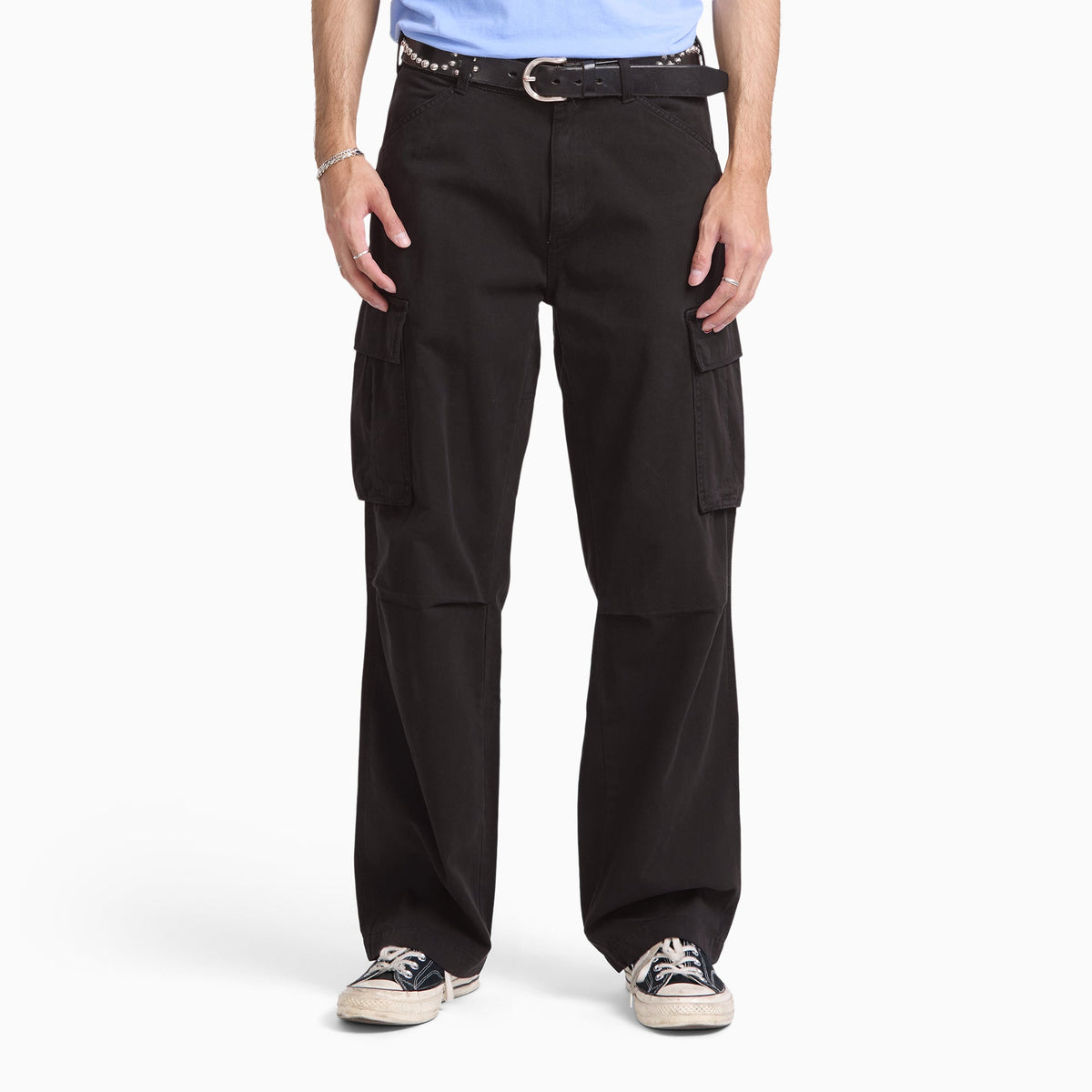 Pantalón cargo 247 holgado de corte recto teñido en prenda - negro - hombre