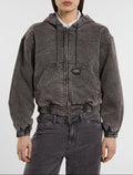 Bomber in tela con cappuccio Peoria - Grigio antracite - Donna