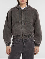 Bomber in tela con cappuccio Peoria - Grigio antracite - Donna