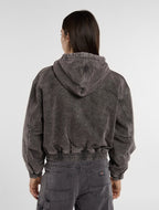 Bomber in tela con cappuccio Peoria - Grigio antracite - Donna
