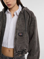 Bomber in tela con cappuccio Peoria - Grigio antracite - Donna