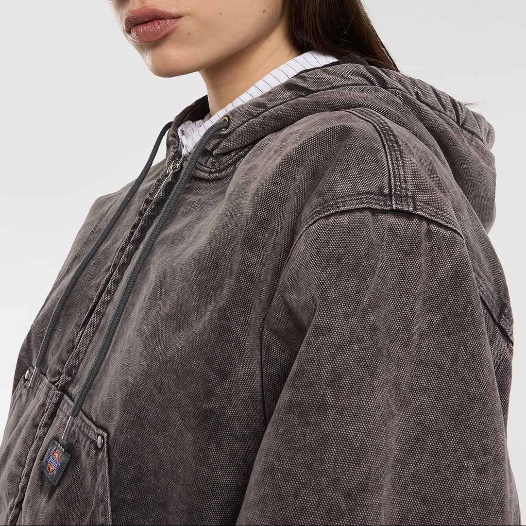 Bomber in tela con cappuccio Peoria - Grigio antracite - Donna