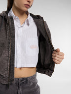 Bomber in tela con cappuccio Peoria - Grigio antracite - Donna