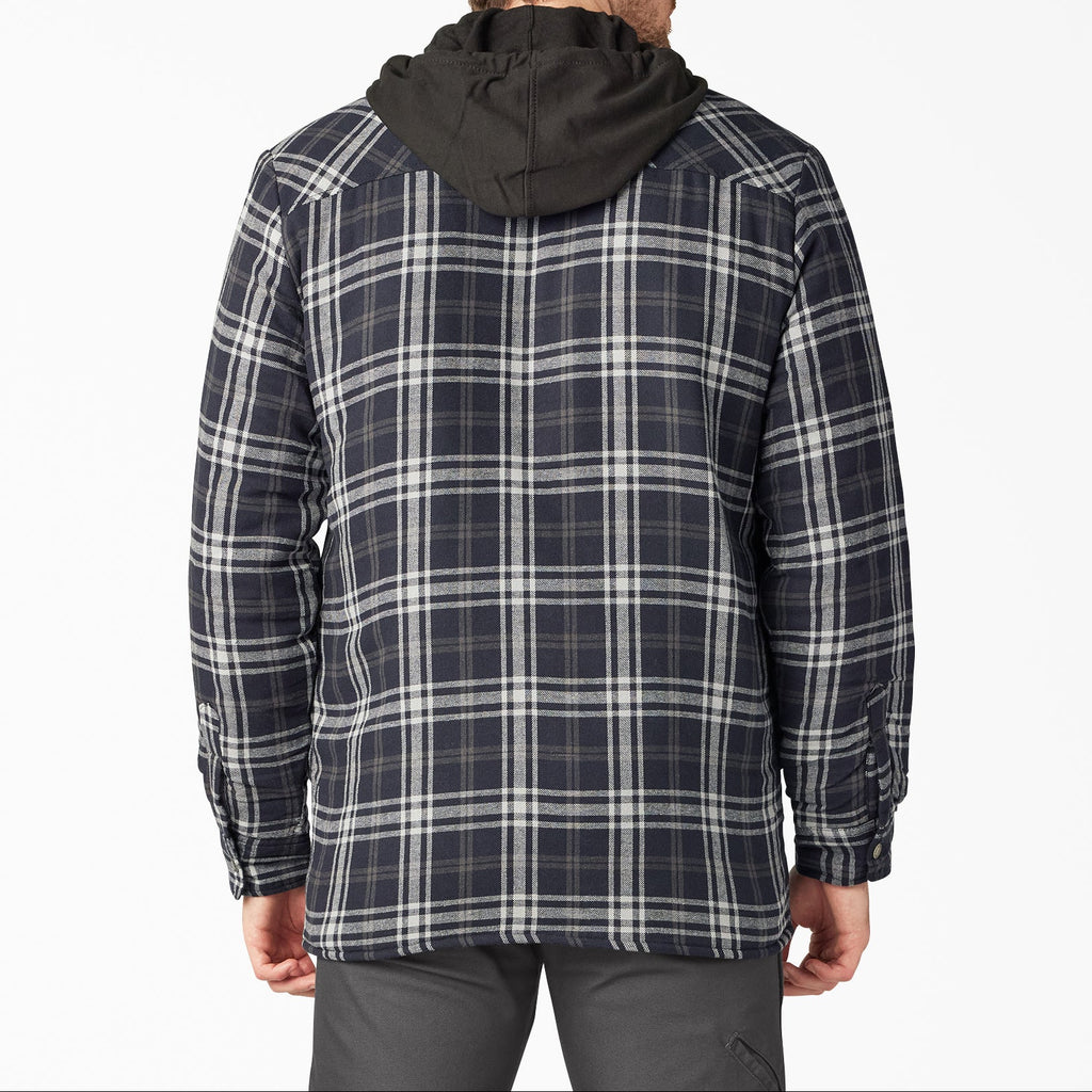 Sobrecamisa de franela con capucha y forro polar, corte holgado - Gris carbón - Hombre