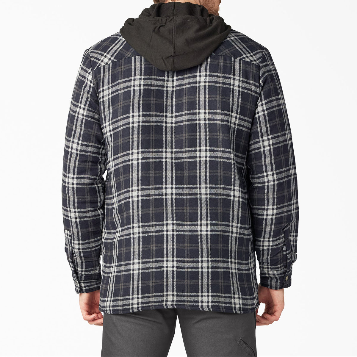 Sobrecamisa de franela con capucha y forro polar, corte holgado - Gris carbón - Hombre