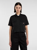 Cropped Short Sleeve Work Shirt - Black