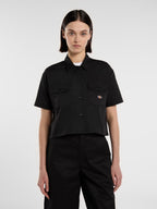 Cropped Short Sleeve Work Shirt - Black
