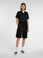 Cropped Short Sleeve Work Shirt - Black