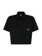 Cropped Short Sleeve Work Shirt - Black