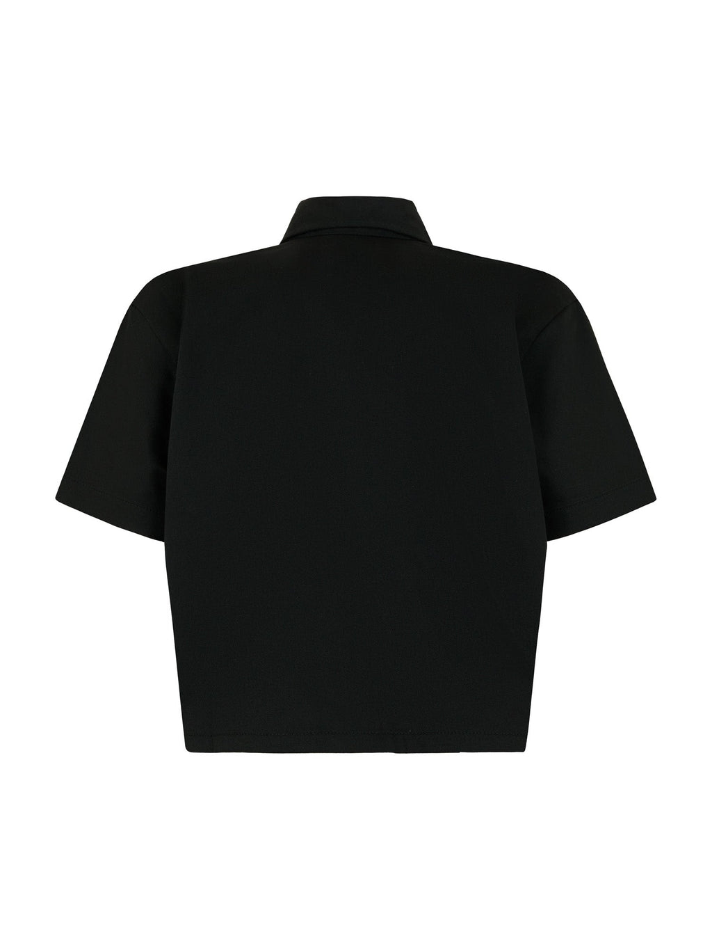 Cropped Short Sleeve Work Shirt - Black