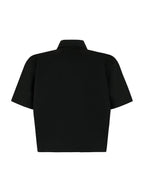 Cropped Short Sleeve Work Shirt - Black
