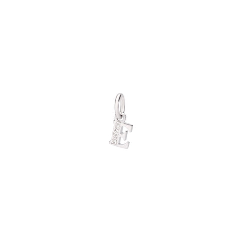 Charm Lettre E - White Gold & White Diamonds - Petit