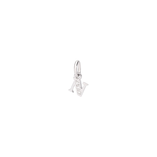 Charm Lettre N - White Gold & White Diamonds - Petit