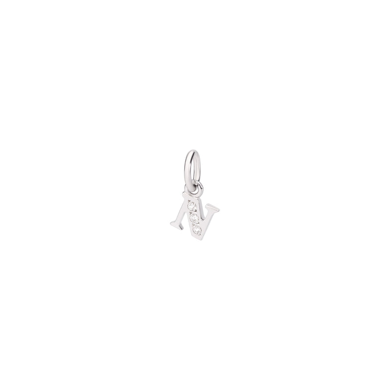 Charm Lettre N - White Gold & White Diamonds - Petit