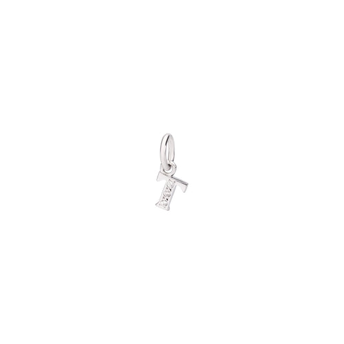 Charm Lettre T - White Gold & White Diamonds - Petit