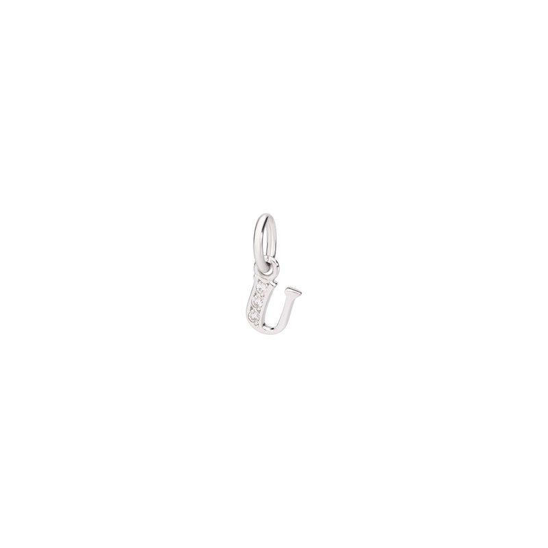 Charm Lettre U - White Gold & White Diamonds - Petit