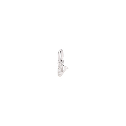 Charm Lettre V - White Gold & White Diamonds - Petit