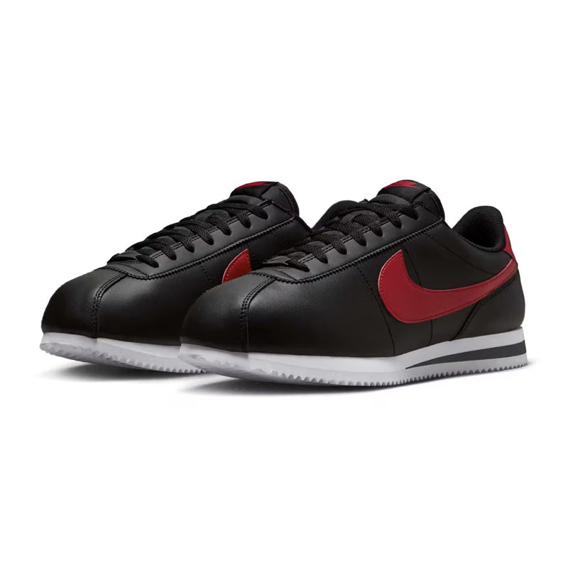 Men's Nike Cortez Classic Leather Trainers - Black, Red, White