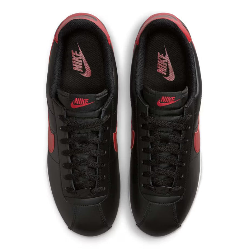 Men's Nike Cortez Classic Leather Trainers - Black, Red, White