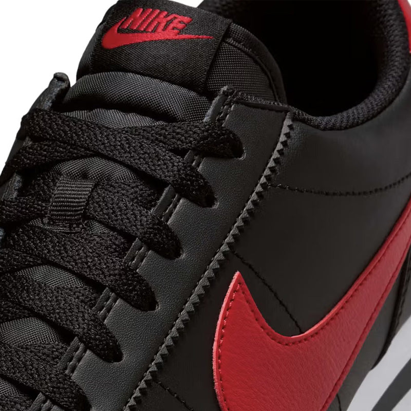 Men's Nike Cortez Classic Leather Trainers - Black, Red, White
