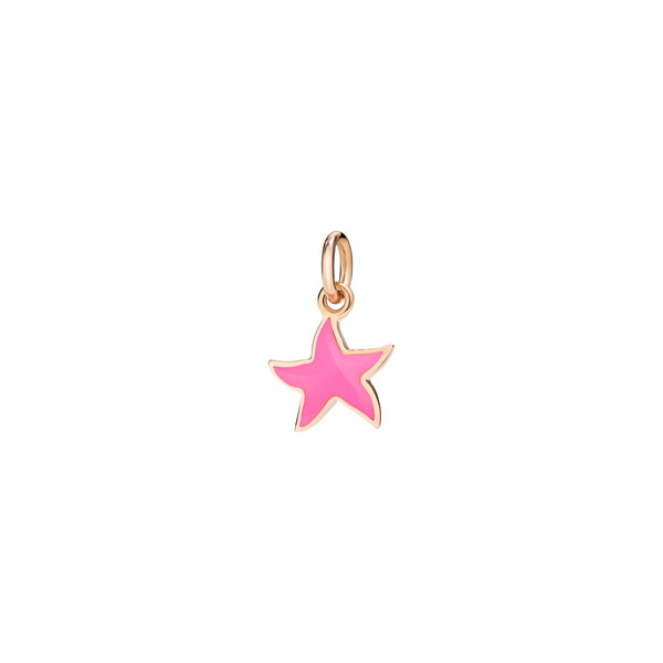Charm Stern - 9K Roségold & Kräftiges Rosa Emaille