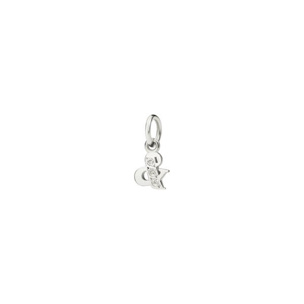 Zawieszka Charm Litera - 18-karatowe białe złoto i białe diamenty - Mała