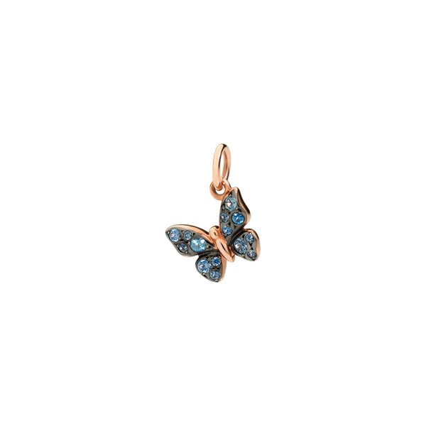 Charm Papillon Saphir - Or Rose 9K