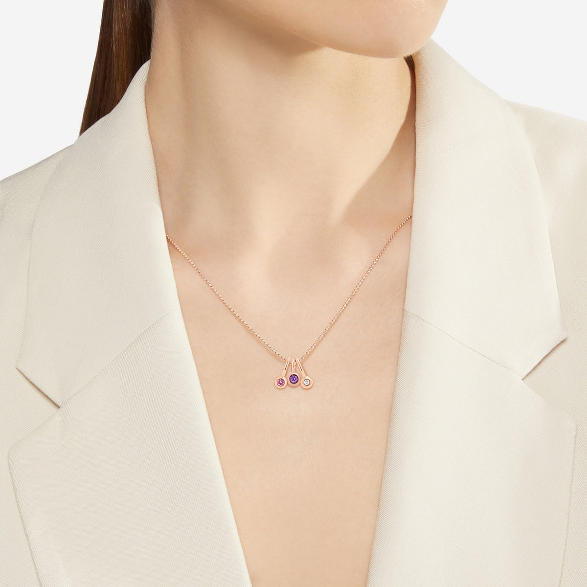 Bollicine-ametystcharm - 9K rosaguld
