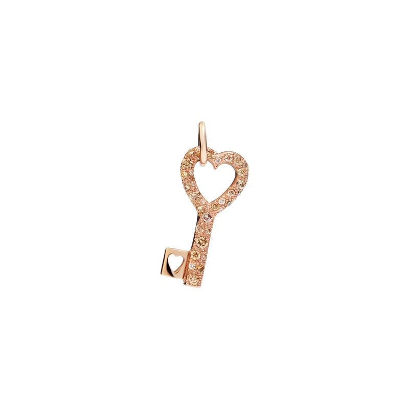 Charm Key Cuore - Or Rose 9K