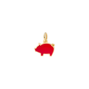 Charm Pig - Yellow Gold & Red Enamel