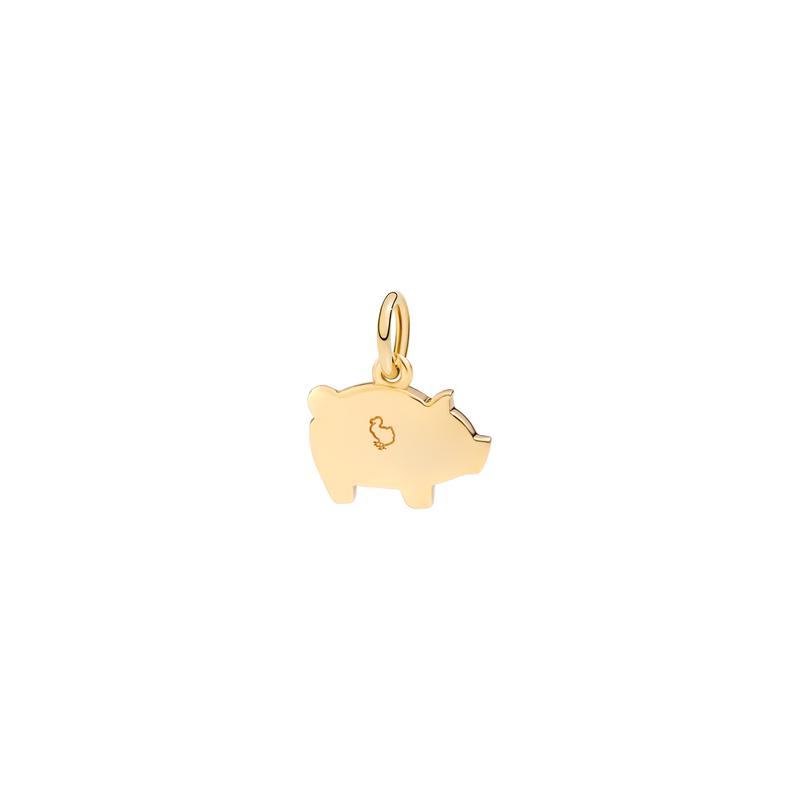 Charm Pig - Yellow Gold & Red Enamel