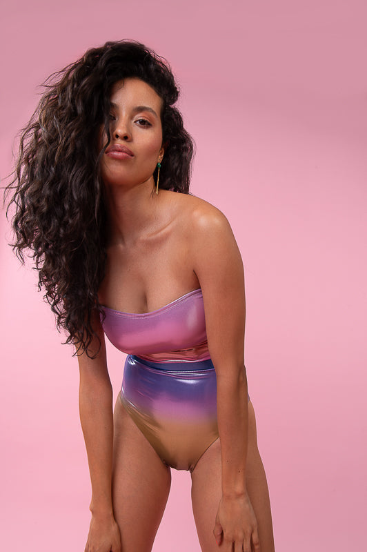 Maillot De Bain Une Pièce L'Estival Sunset Kaki / Rose